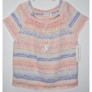 ALFRED DUNNER 18 Top Lightweight Short Slv Tassel Sunrise Point Blouse Shirt